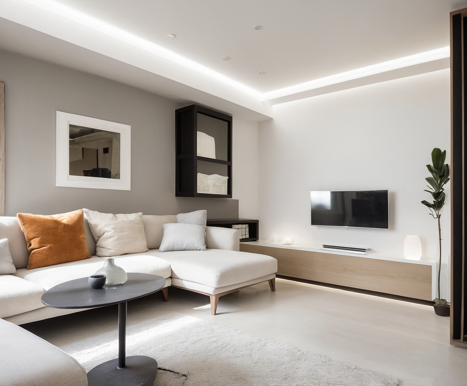 Reforma de salón moderno y elegante con pladur.